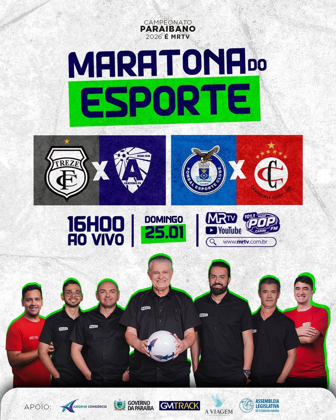 Campeonato Paraibano tem rodada dupla neste domingo com transmissão da MRTV