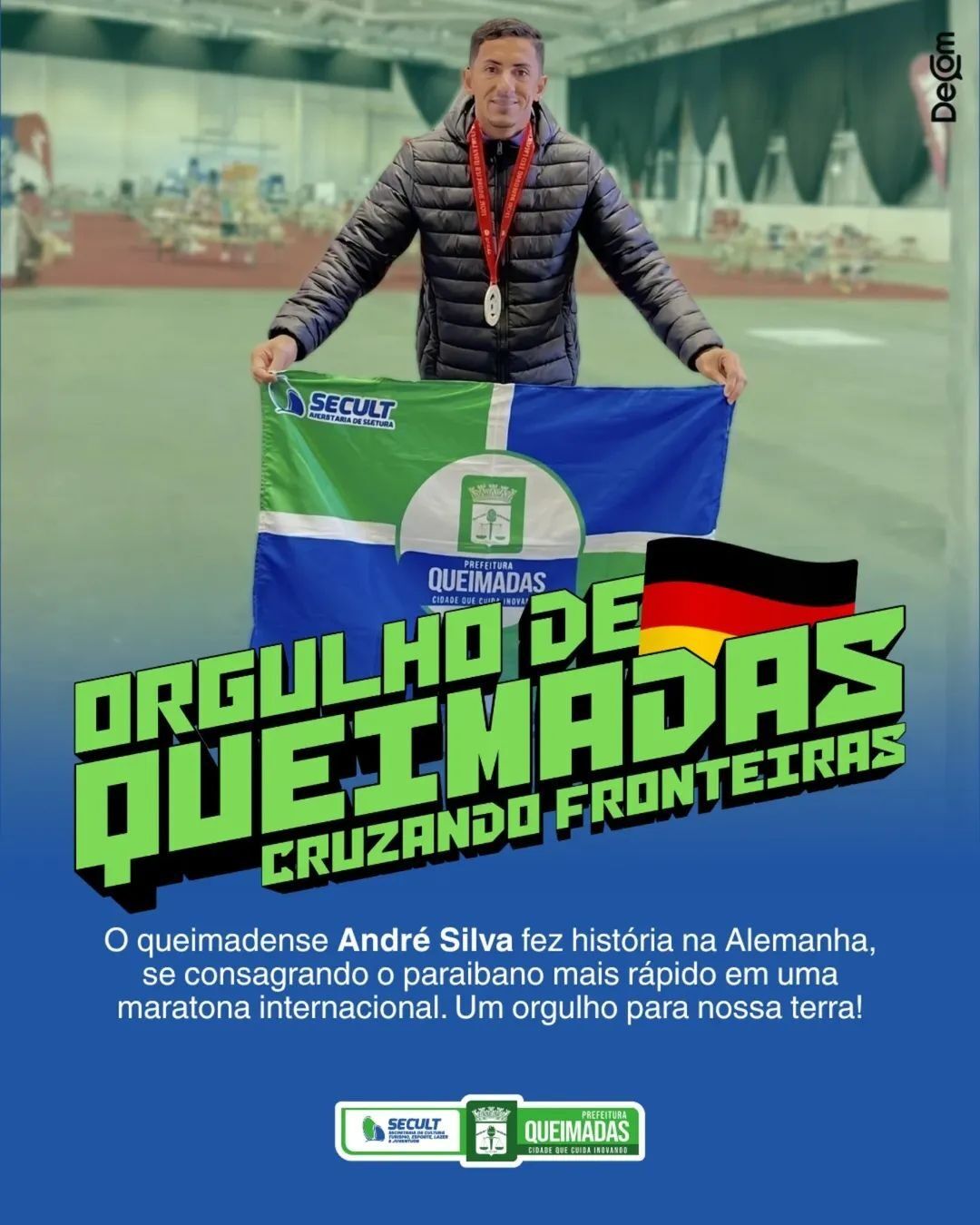 Atleta de Queimadas/PB faz história em maratona na Alemanha Atleta de Queimadas/PB faz história em maratona na Alemanha