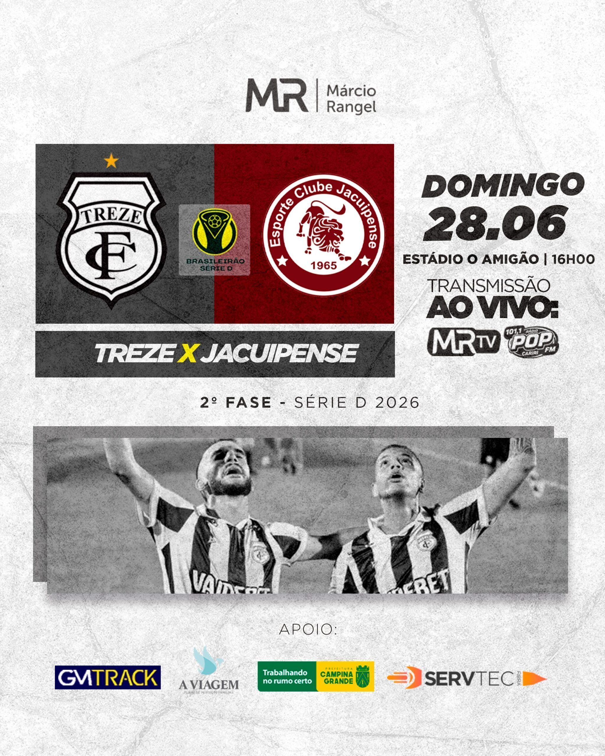 Treze x Esporte Clube Jacuipense: todos os detalhes da decisão no Estádio Amigão você acompanha ao vivo na MRTV