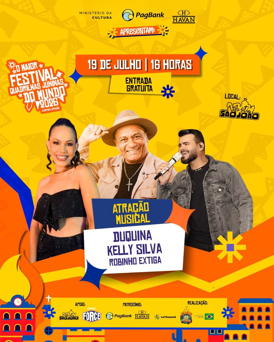 Festival de quadrilhas segue com grandes atrações neste domingo (19)