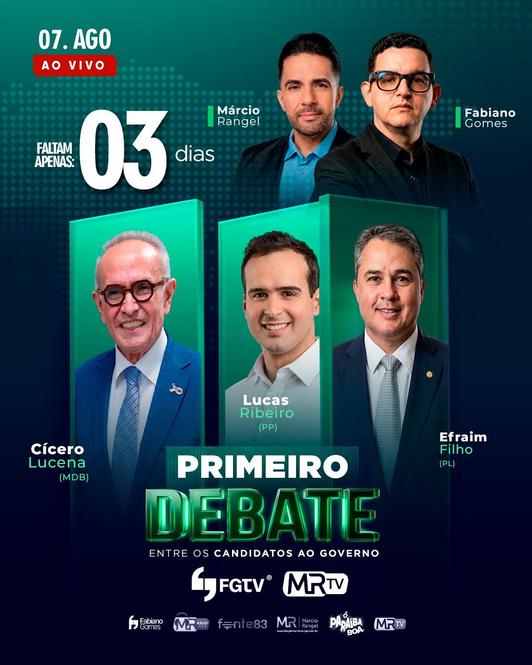 MRTV, Blog do Márcio Rangel, FGTV e Fonte83 promovem primeiro debate da Paraíba