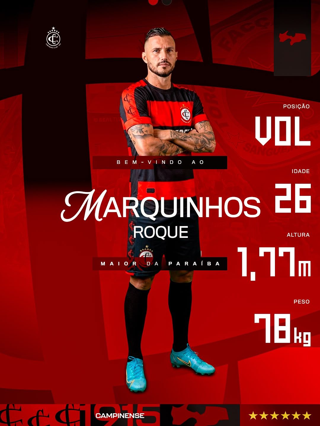 Campinense anuncia a contratação de Marquinhos Roque, ex-Palmeiras Campinense anuncia a contratação de Marquinhos Roque, ex-Palmeiras
