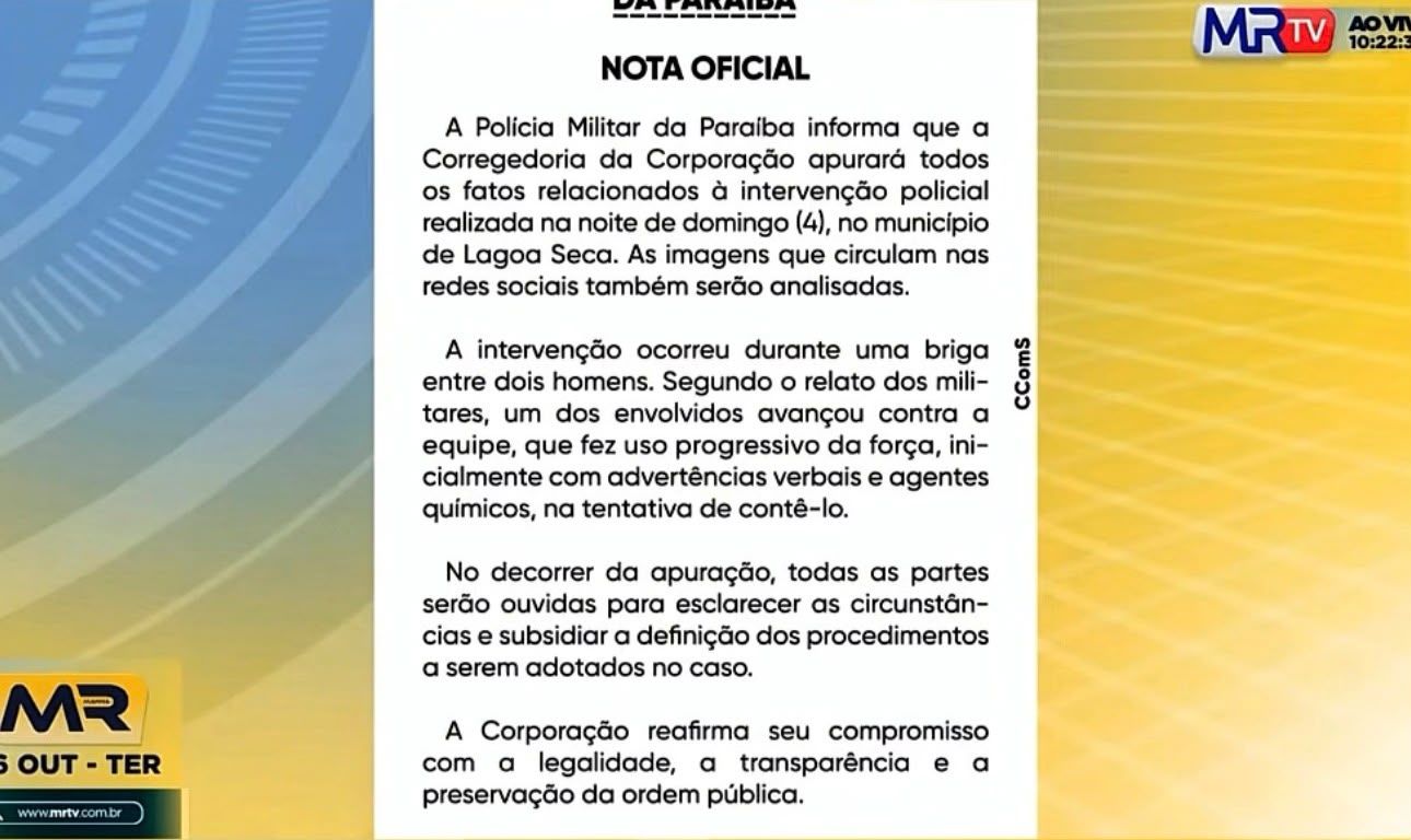 Disparos da PM contra comerciante em lagoa seca serão investigados pela corregedoria